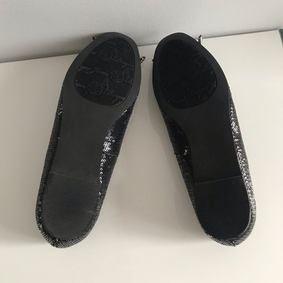 Joan Boyce Vintage Black Sequins Flats Bow Tie Women’s Shoes Y2K - Picture 5 of 16